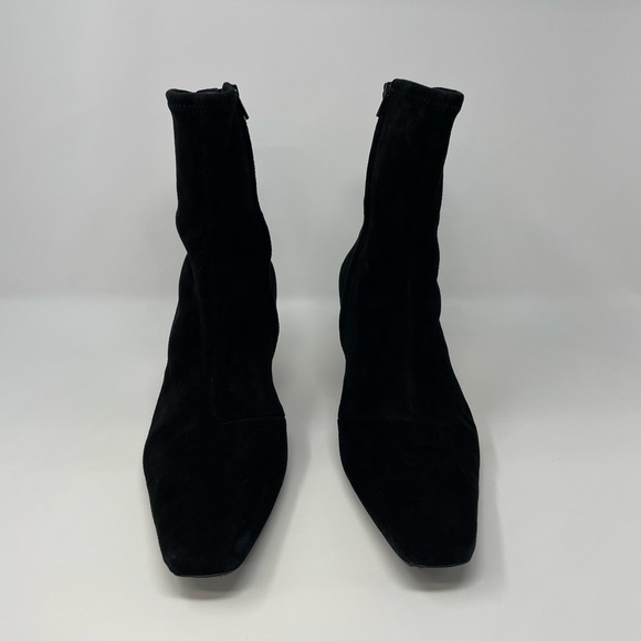 EUC, Loeffler Randall Thandy Black Suede Curved Heel Booties, Size 11.5 - Picture 7 of 16